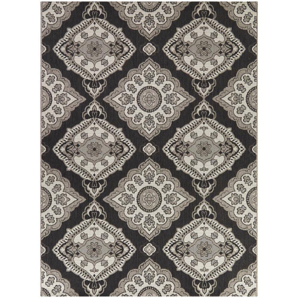 Hampton Bay Oak Hill Black 8 ft. x 10 ft. Medallion Indoor/Outdoor Area ...