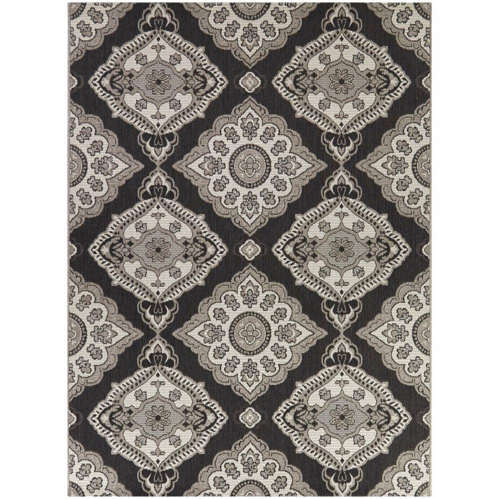 Oak Hill Black 9 ft. x 12 ft. Medallion Indoor/Outdoor Area Rug price history on PriceWatchPro