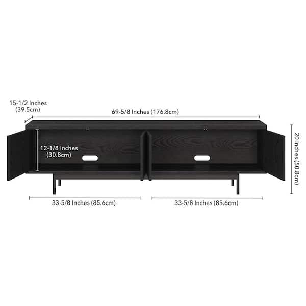 Meyer&Cross Whitman 70 in. Black Grain Rectangular TV Stand fits