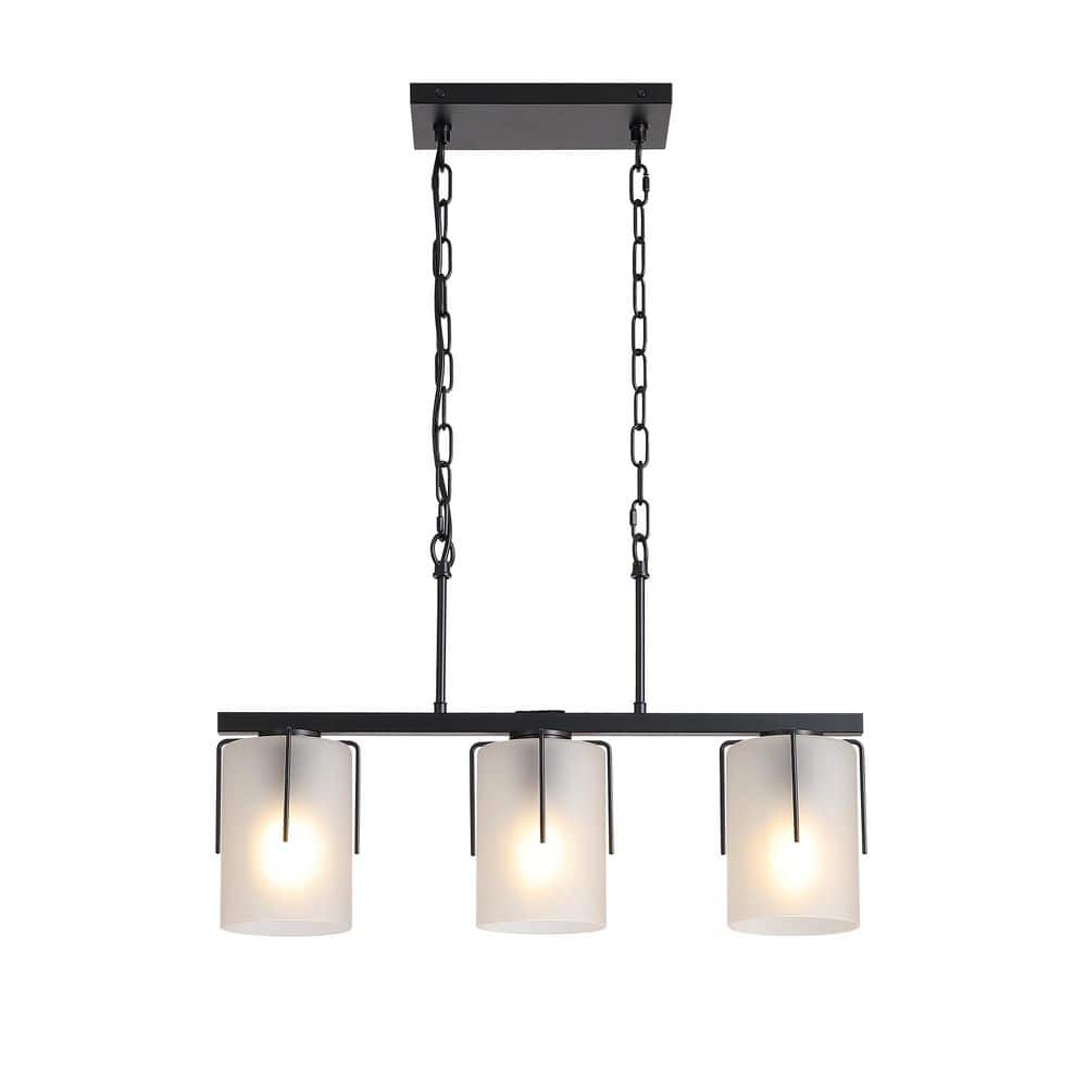 25.2 in. Industrial 3-Light Matte Black Linear Pendant Light with Clear Glass Shade and No Bulbs Included price history on PriceWatchPro