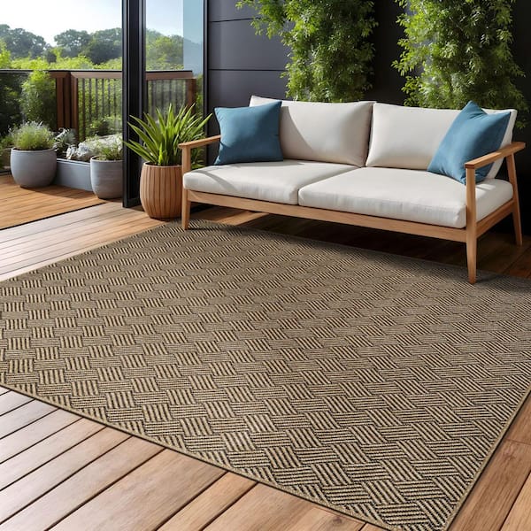 Haven 5 ft. x 7 ft. Natural Basketweave Washable Easy Jute Modern Indoor Outdoor Area Rug