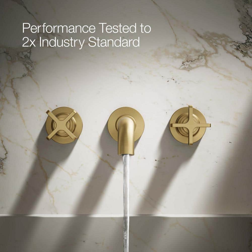 Vibrant Brushed Brass Wall-Mount Bathroom Faucet Set