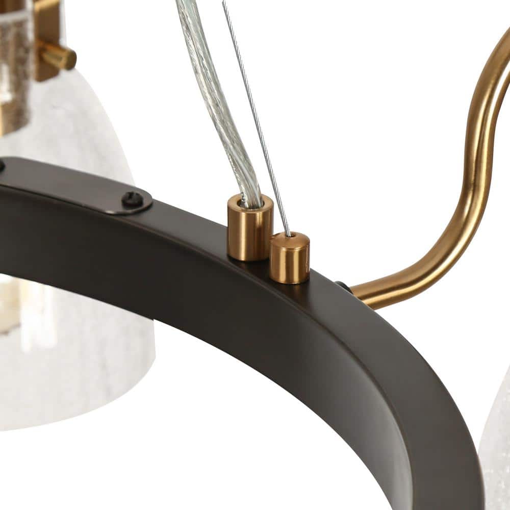 Modern Black and Gold 8-Light Crackled Glass Chandelier