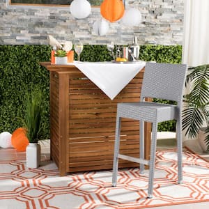 Bethel Grey Wicker Outdoor Bar Stool