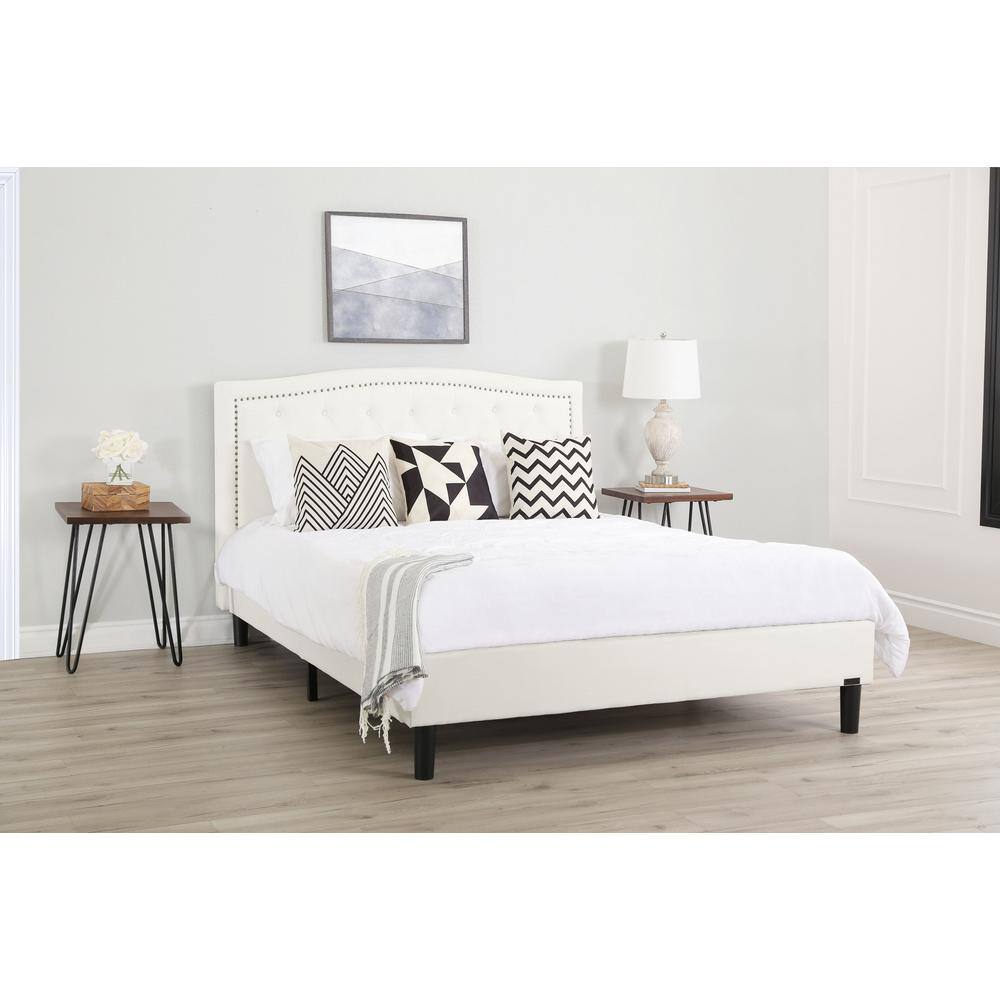 DEVON & CLAIRE Mandy Ivory Tufted Upholstered Bed, Queen SW-255-CRM-QU ...