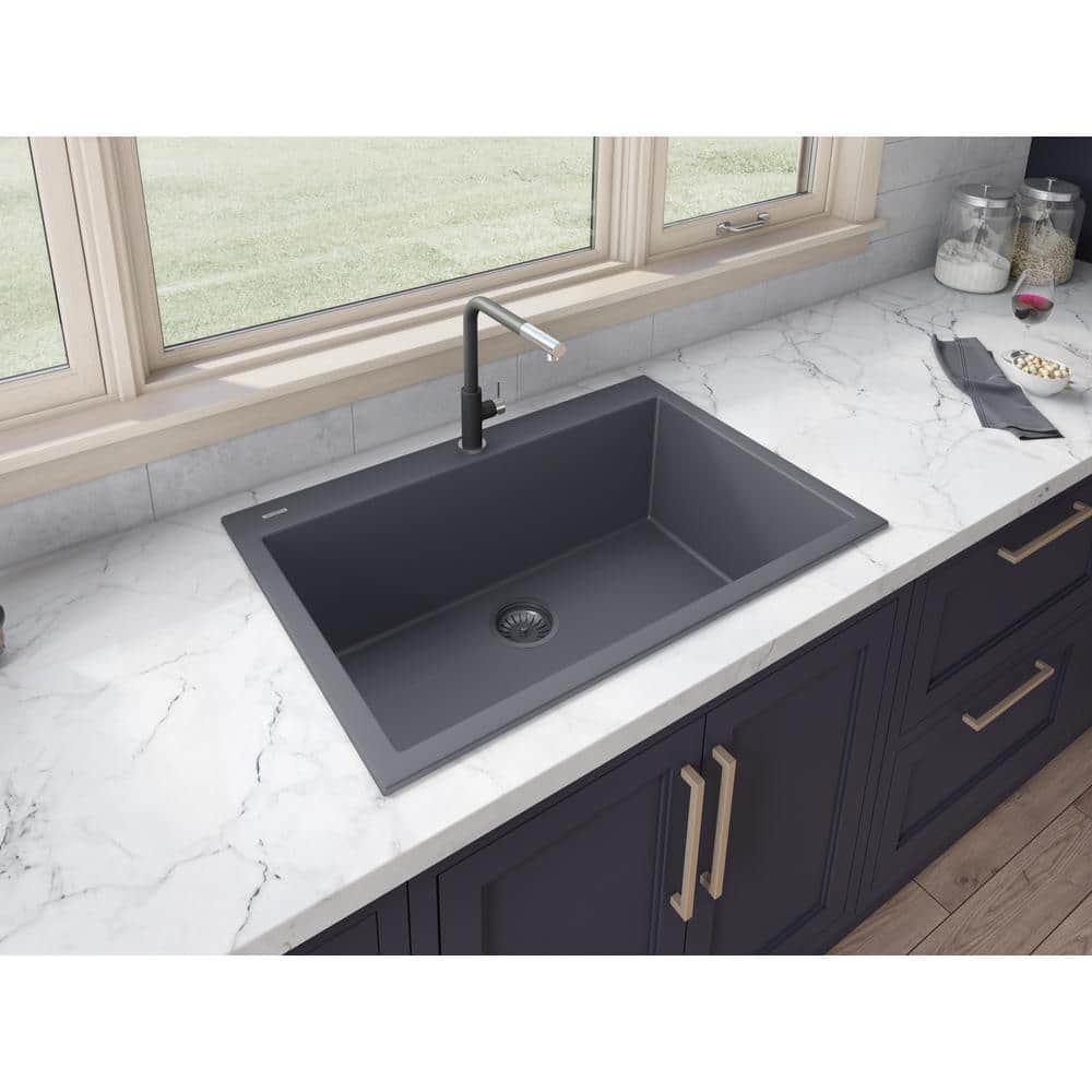 Urban Gray 33" Granite Composite Single Bowl Kitchen Sink