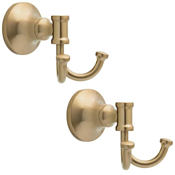 (2-Pack) Chamberlain J-Hook Double Robe/Towel Hook in Champagne Bronze