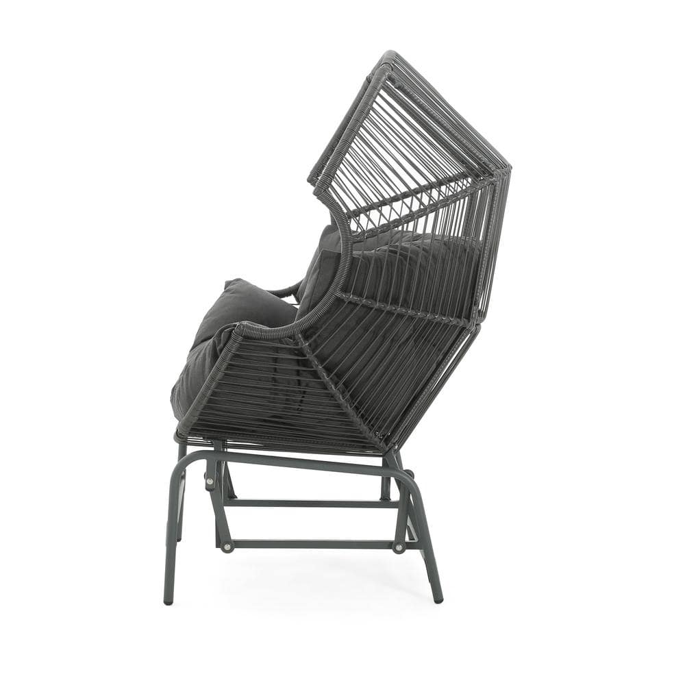 Dark Gray Iron Wicker Outdoor Lounge Chair