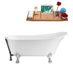 AKDY 60 in. Fiberglass Double Slipper Clawfoot Non-Whirlpool Bathtub in ...