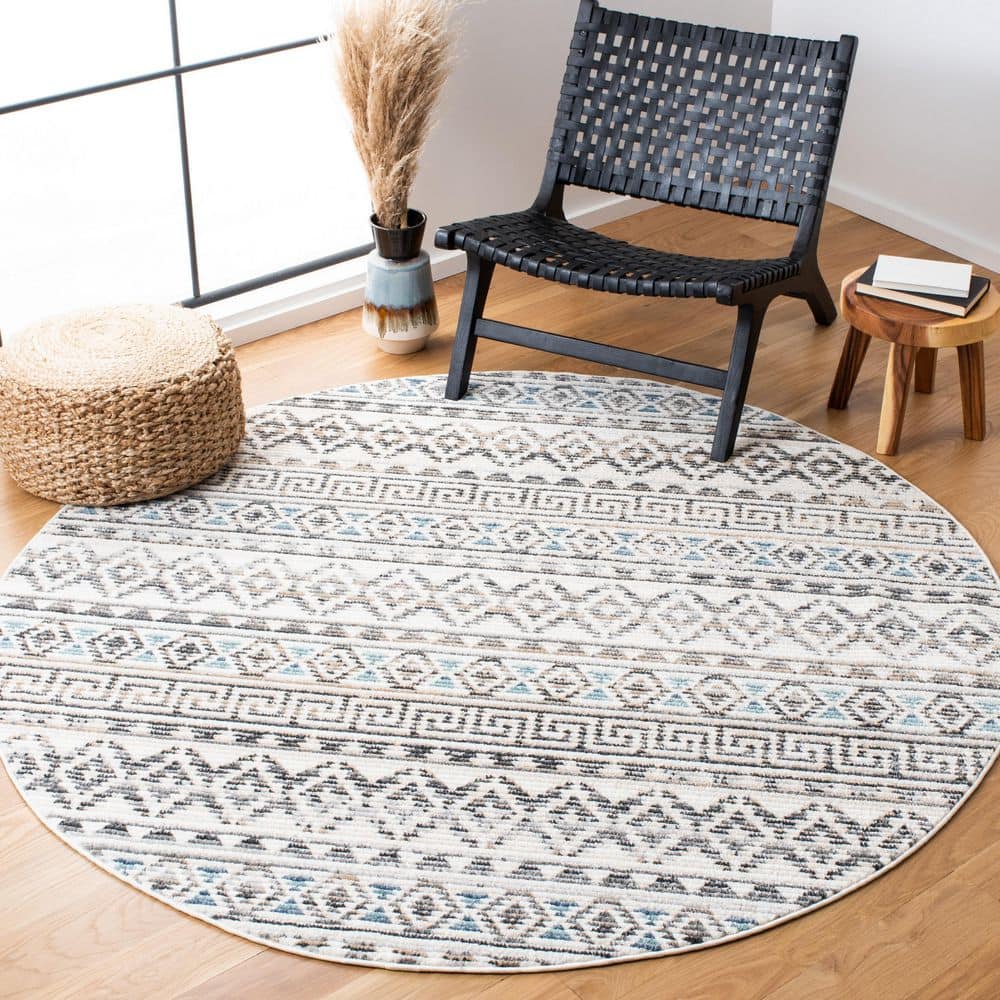 Sedona 6 ft. x 6 ft. Ivory/Gray Striped Geometric Round Area Rug price history on PriceWatchPro