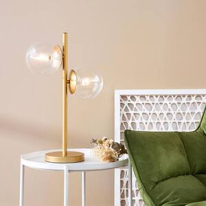 20 in. Golden Modern Table Lamp with Clear Glass Shades