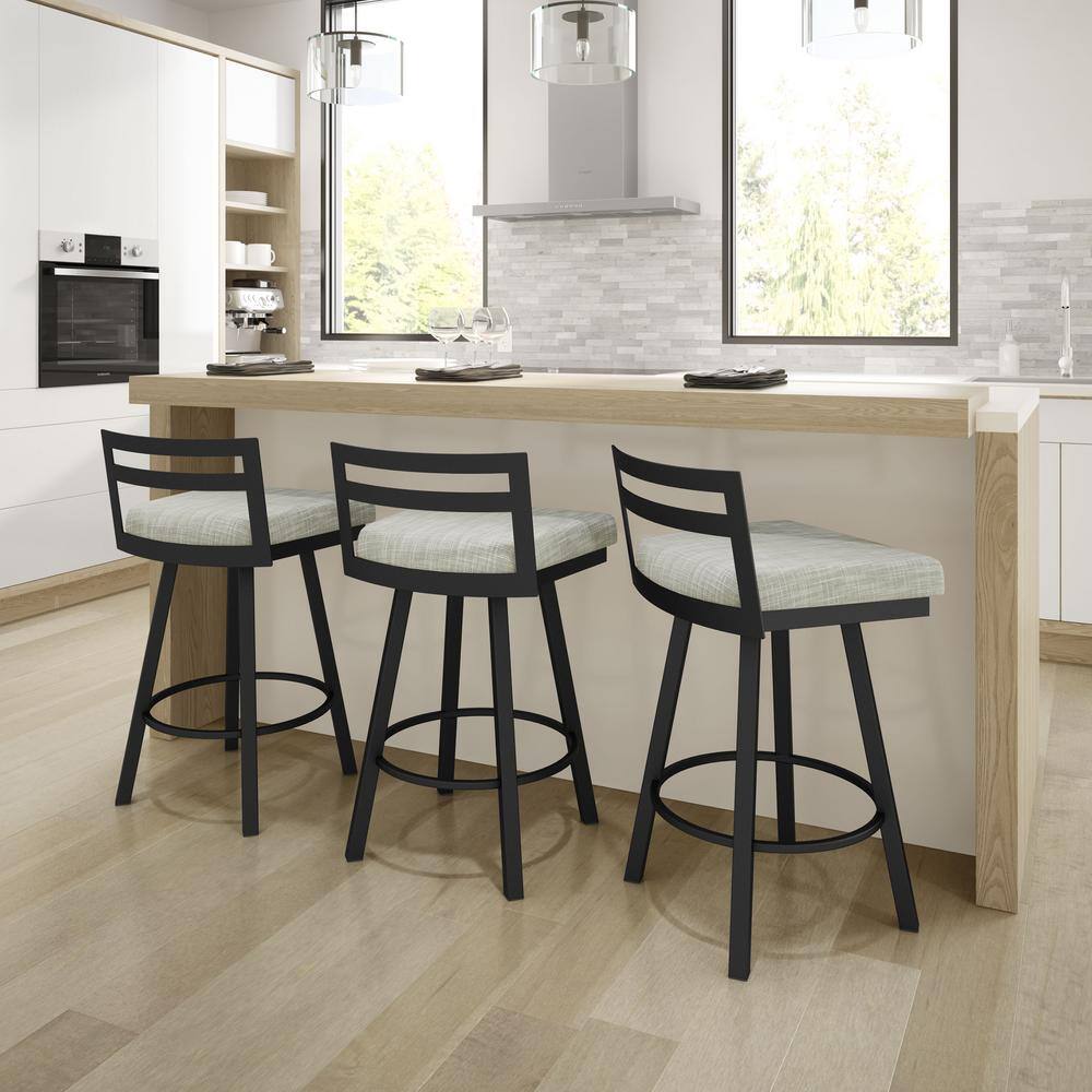 Derek 26'' Swivel Counter Stool in Grey & White with Black Metal Frame