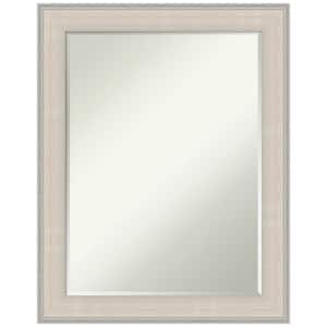 Cottage White Silver 22.5 in. x 28.5 in. Petite Bevel Coastal Rectangle Wood Framed Wall Mirror in White