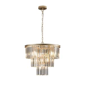11-Light 19.7 in. Gold and Transparent Modern Luxury Crystal Chandelier Pendant Lights Fixture for Dining Room Bedroom