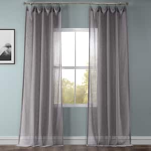 Gravel Grey Solid Rod Pocket Sheer Curtain - 50 in. W x 120 in. L (1 Panel)