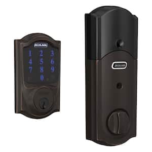 Camelot Aged Bronze Electronic Connect Smart Deadbolt with Alarm - Z-Wave Plus Enabled