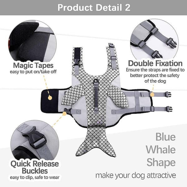 Extra Large 44 lbs. -85 lbs. Silver Dot Dog Life Jacket