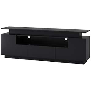 67 in. Black TV Stand with LED Lights, Entertainment Center Fits TV's up to 75 in. with Drawer for Living Room, Bedroom