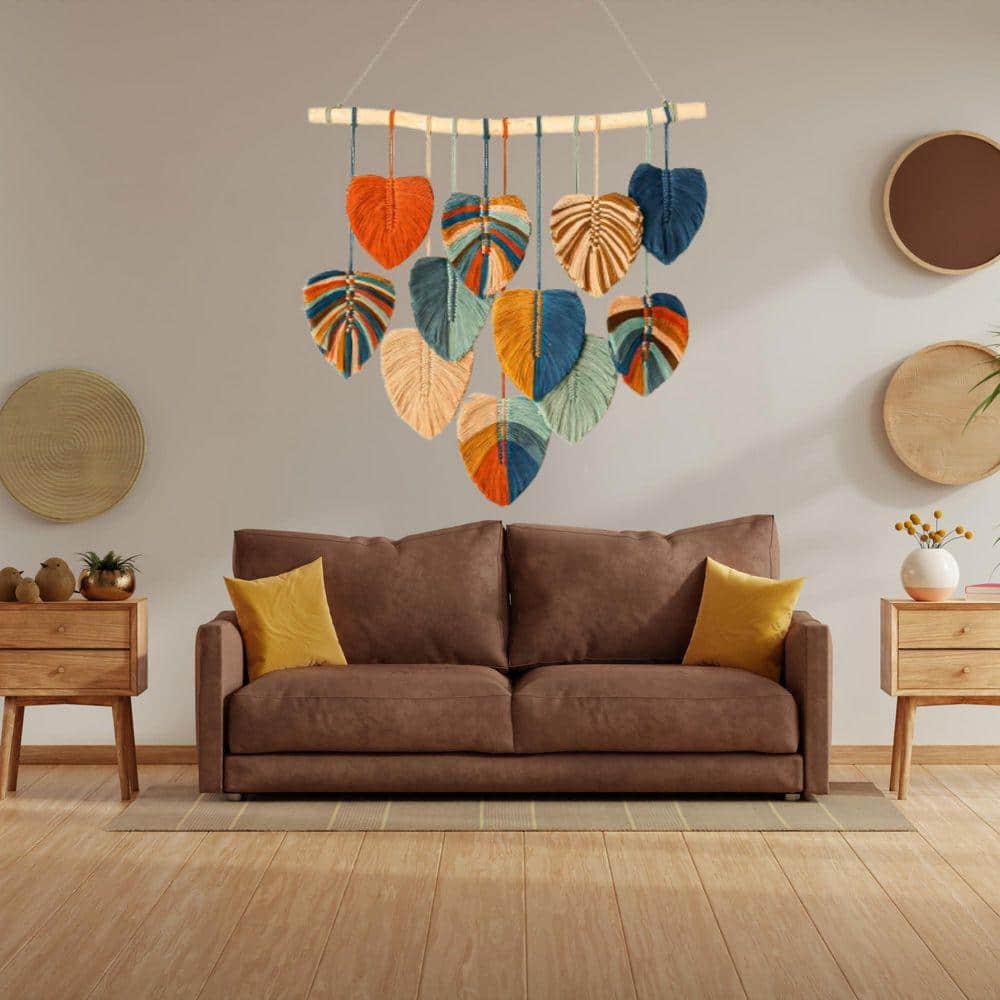 31 in. x 33 in. Multi-Colored Boho Large Macrame Wall Hanging