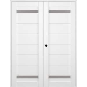 Perla 56"x 96" Right Hand Active 2-Lite Bianco Noble Wood Composite Double Prehung Interior Door