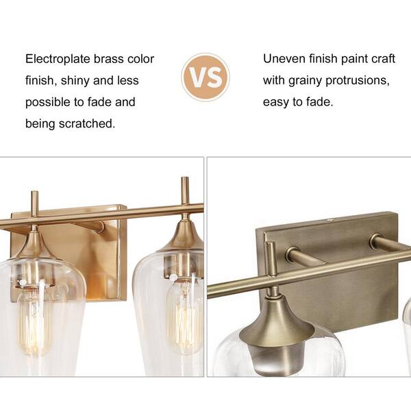 Uolfin Modern Circle Bathroom Vanity Light 3 Brass Gold Round Powder Room Wall Sconce With Clear Glass Shades Jimeeehd2362236 Uolfin Modern Circle Bathroom Vanity, How To Remove Glass Shade From Bathroom Vanity Light Fixture