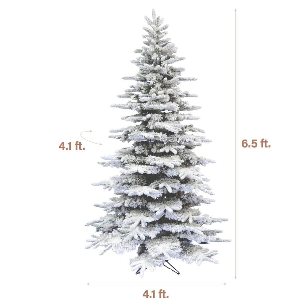 6.5 ft Flocked Pine Valley Artificial Christmas Tree with Snow Finish