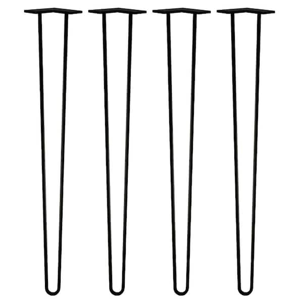 34 in. Black Steel 2-Rod Hairpin Leg (4-Pack)