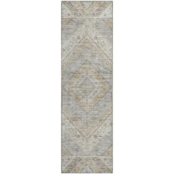 Mayfield Premium Machine Washable Abstract AMF2195 Ivory 2 ft. x 7 ft. Runner Rug
