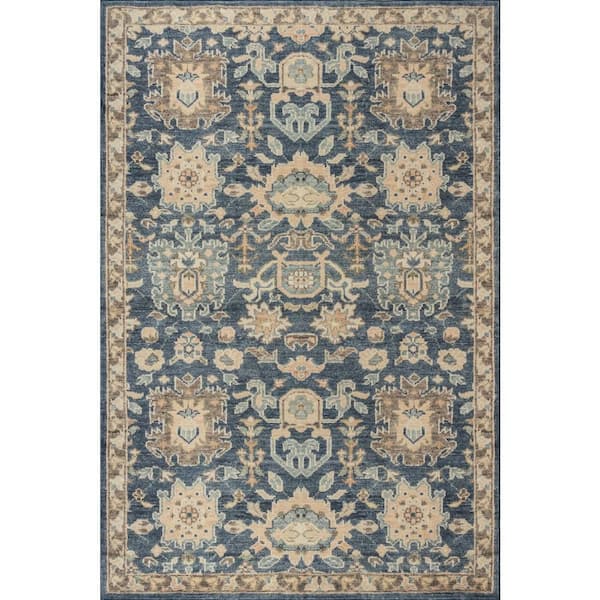 Camille Washable Navy 8 ft. x 10 ft. Indoor Area Rug