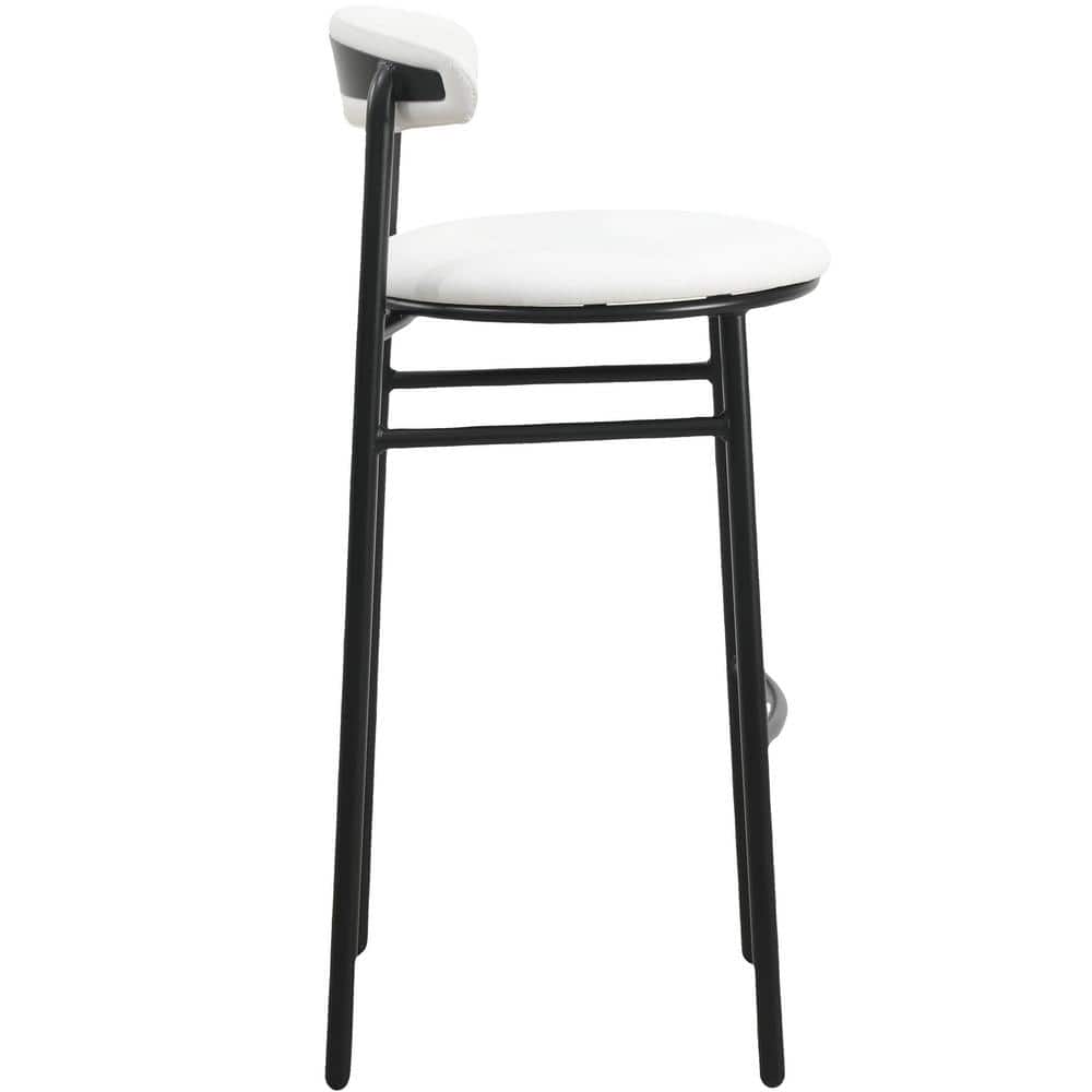Lume Series White Modern 29.5 in. Bar Stool Upholstered in Polyester with Powder Coated Steel Legs price history on PriceWatchPro
