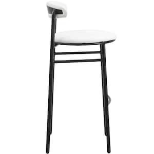 Lume Series White Modern 29.5 in. Bar Stool Upholstered in Polyester with Powder Coated Steel Legs