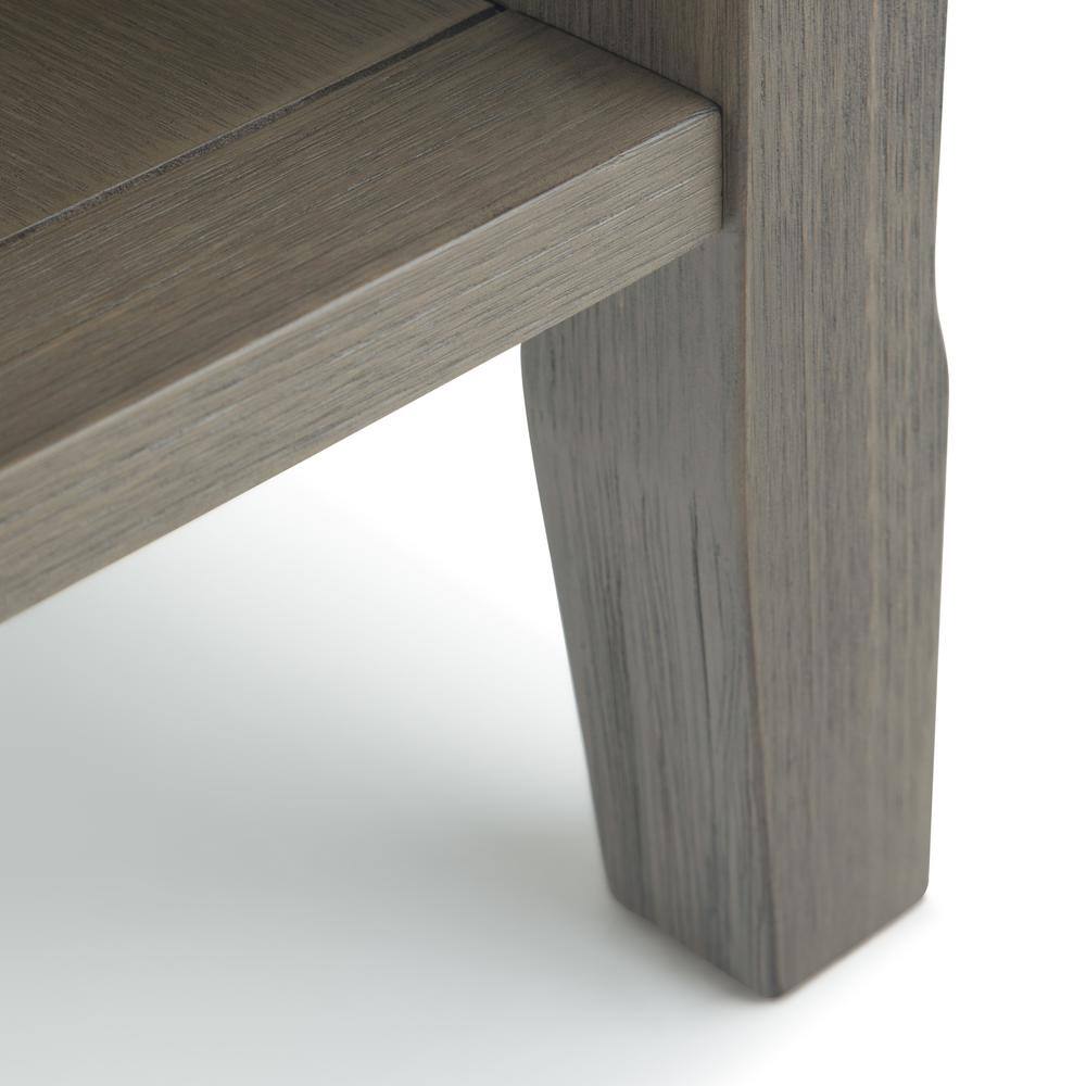 Farmhouse Gray Solid Wood Narrow Side Table with Shelves
