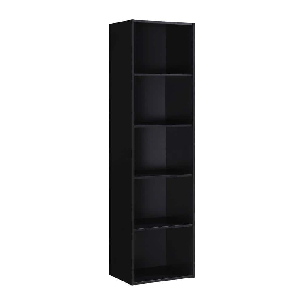 HODEDAH 5-Shelf, 15.91 in. W 59 in. H Black Bookcase HID25 BLACK - The ...