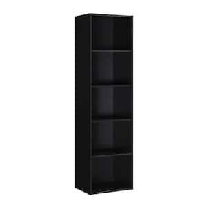 5-Shelf, 59 in. H Black Bookcase