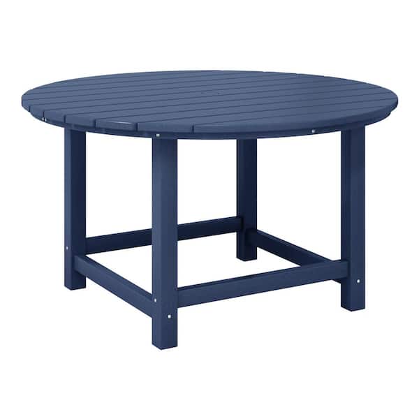 WESTIN OUTDOOR Childrens Laguna Outdoor Patio All Weather Fade Resistant Kids Poly Plastic 38 in.Round Picnic Dining Table in Navy Blue