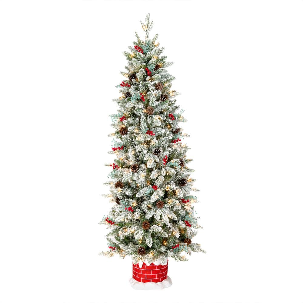 5 ft. Snowberry Pine Half Artificial Christmas Tree with Clear Lights