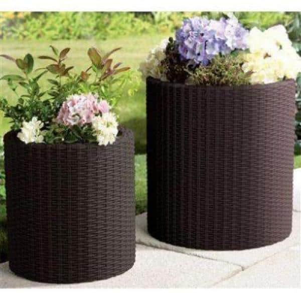 wortel Perfect tsunami Keter Round Brown Rattan Resin Planters (Set of 3) 212171 - The Home Depot