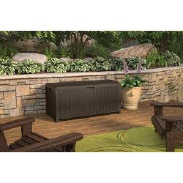 Mocha Brown Wicker Resin 99-Gallon Lockable Deck Box