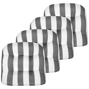 19 in. x 19 in. x 5 in. Havana Tufted Outdoor Chair Cushion Round U-Shaped Silver/White (Set of 4)