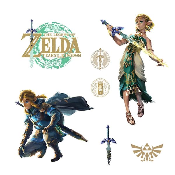 RoomMates Legend of Zelda: Tears of the Kingdom-Zelda and Link Green Wall Decals