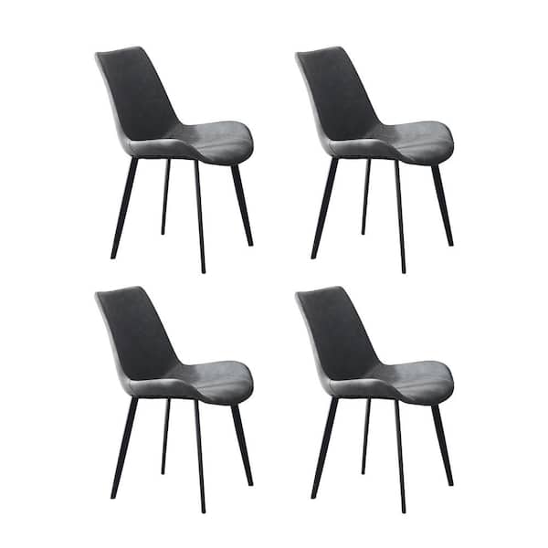 THE RIGHT PATH Black Faux Leather Dining Chair(Set of 4)