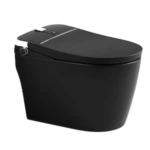 1-Piece 1.28 GPF Daul Flush Elongated Smart Bidet Toilet with Digital Display in Matte Black
