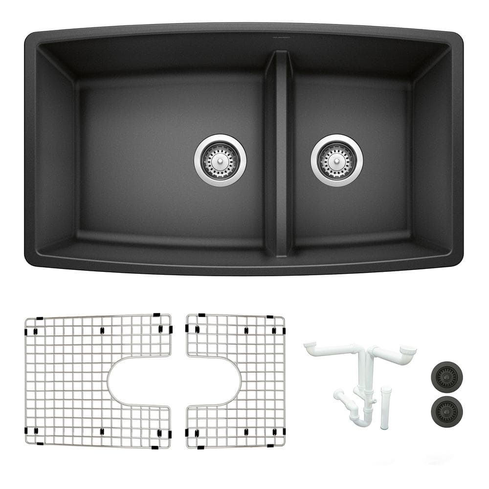 Performa 33 in. Undermount Double Bowl Anthracite Granite Composite Kitchen
