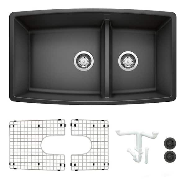 Blanco Performa 33 in. Undermount Double Bowl Anthracite Granite ...