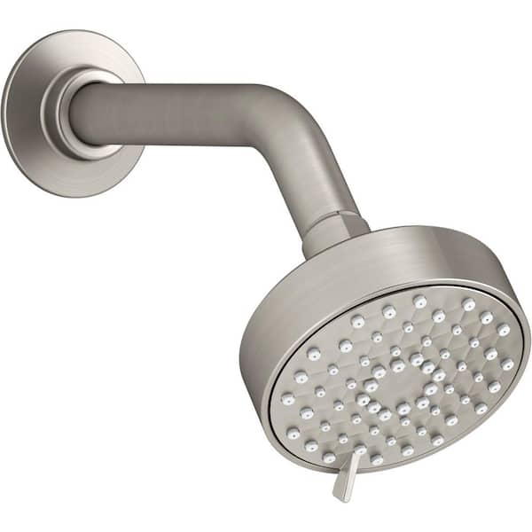 KOHLER Awaken 3-Spray Patterns 3.6 in. Single Wall Mount Fixed Shower Head in Vibrant Brushed Nickel