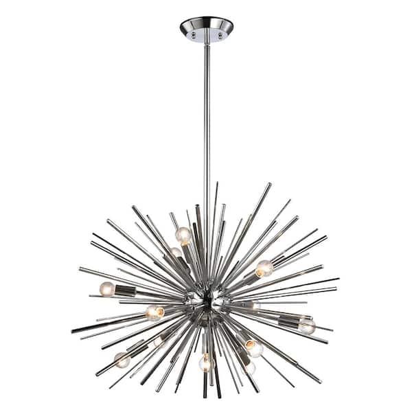 Titan Lighting Starburst 12-Light Chrome Pendant