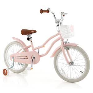 18 in. Kids Bike Toddler Bicycle with Training Wheel Kickstand for 4-Years 8-Years Old Pink