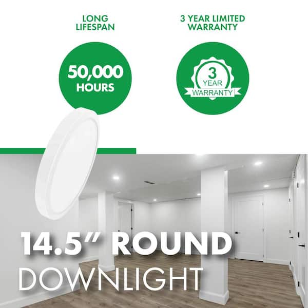 14-in. 175-Watt Equivalent Integrated LED Recessed Round Downlight 2700/3000/3500/4000/5000K, LED Ceiling Light Fixture