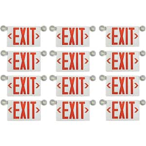 Ultra Bright Integrated Led Red Exit Sign and Emergency Light Combo with Battery Backup and 6 in. Letters (12-Pack)