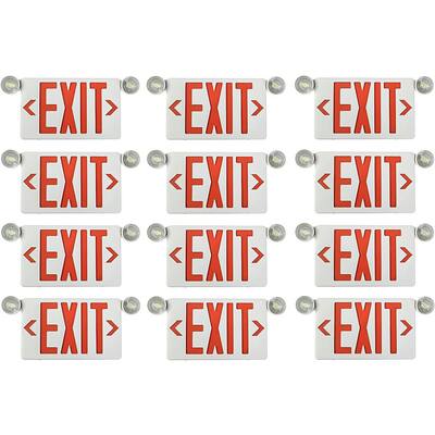 ETi 60-Watt Equivalent Integrated LED White Exit Sign Emergency Light Combo  Red Letters Battery Backup Remote Compatibility 55502201 - The Home Depot